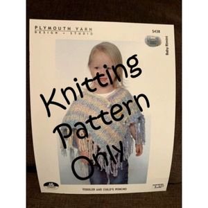 New Plymouth Yarn Design S438 Baby Rimini Toddler Childs Poncho Knitting Pattern